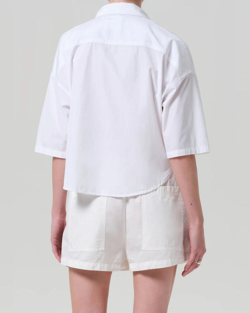 FRANCES CROPPED CAPE BUTTON UP / OPTIC WHITE