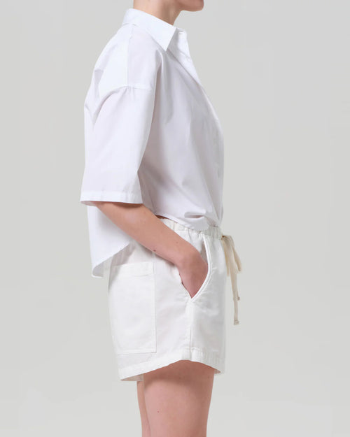 FRANCES CROPPED CAPE BUTTON UP / OPTIC WHITE