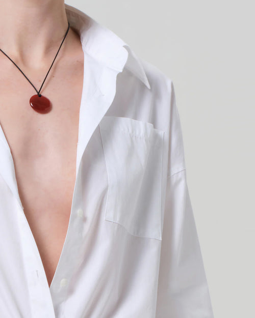 FRANCES CROPPED CAPE BUTTON UP / OPTIC WHITE