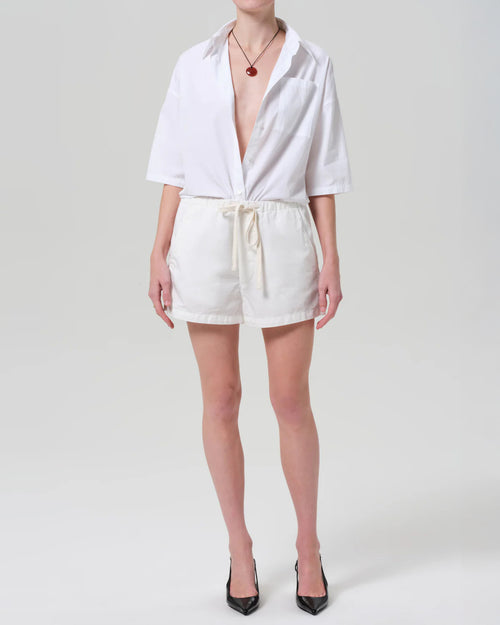 FRANCES CROPPED CAPE BUTTON UP / OPTIC WHITE