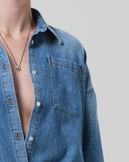 FRANCES CROPPED CAPE BUTTON UP / SKYLAND