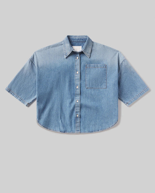 FRANCES CROPPED CAPE BUTTON UP / SKYLAND