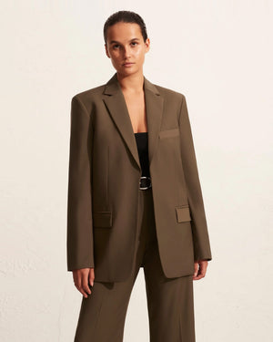 RELAXED TAILORED BLAZER / COFFEE