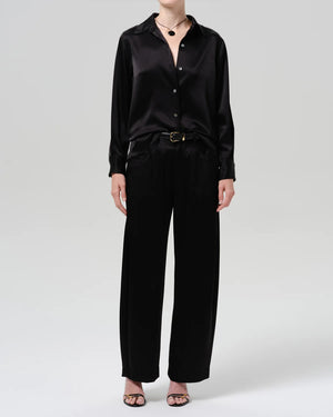 BRYNN JAPANESE HAMMERED SATIN TROUSER / BLACK