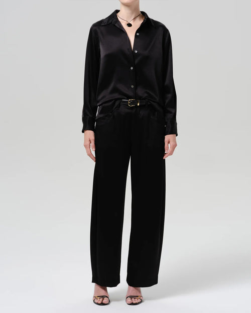 BRYNN JAPANESE HAMMERED SATIN TROUSER / BLACK