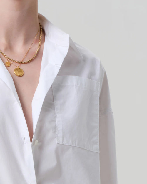 FRANCES CROPPED CAPE BUTTON UP / OPTIC WHITE
