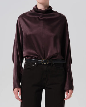 ILARIA DRAPED TOP / ESPRESSO