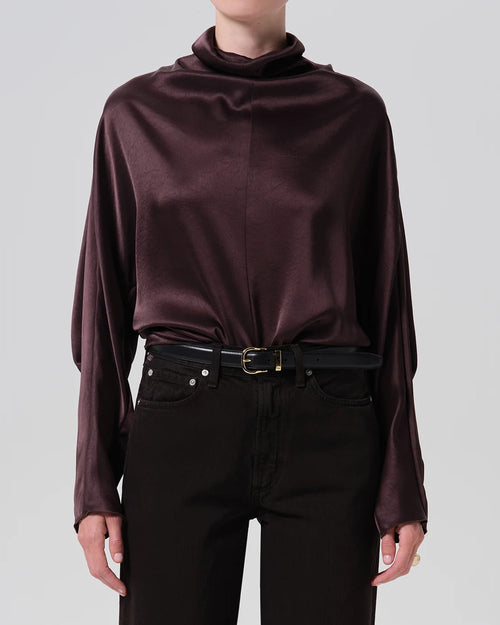 ILARIA DRAPED TOP / ESPRESSO