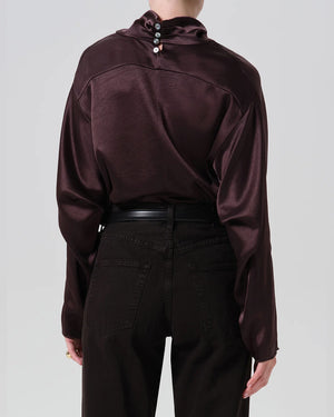 ILARIA DRAPED TOP / ESPRESSO
