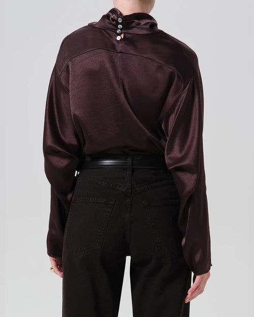 ILARIA DRAPED TOP / ESPRESSO