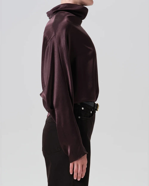ILARIA DRAPED TOP / ESPRESSO