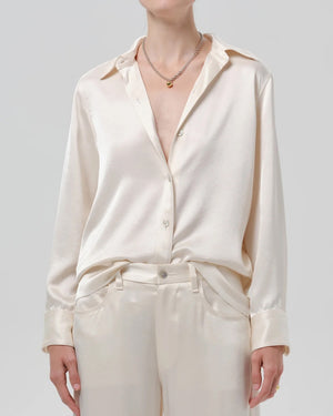 TULLAH JAPANESE HAMMERED SATIN SHIRT / CREAM