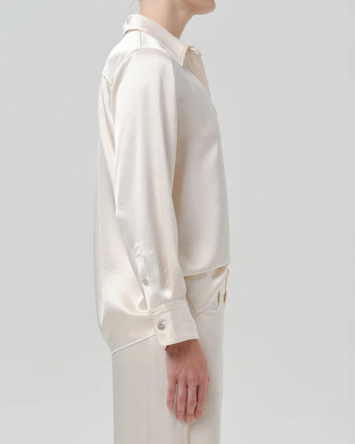 TULLAH JAPANESE HAMMERED SATIN SHIRT / CREAM