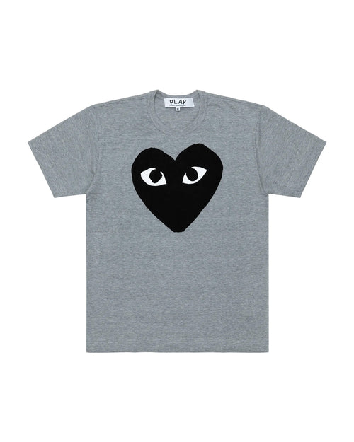 T084 UNISEX BLACK HEART T-SHIRT / GREY
