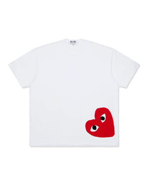 T349 UNISEX RED HEART OVERSIZED T-SHIRT / WHITE