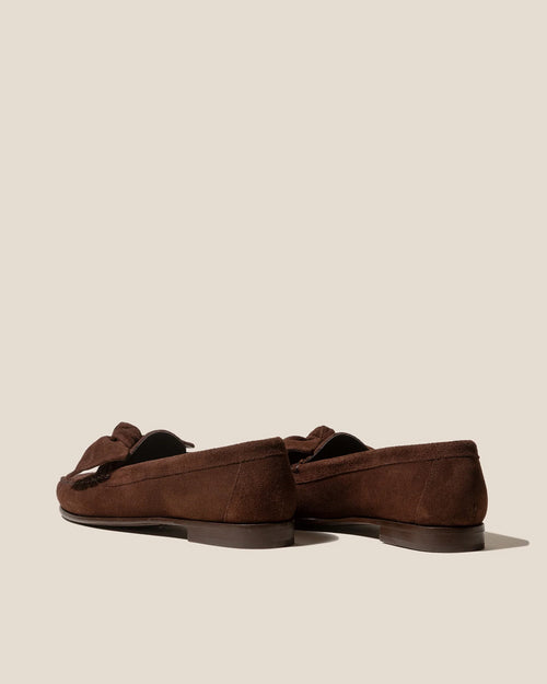 CORBATI SUEDE BOW-DETAIL SLIP-ON LOAFER / DARK BROWN