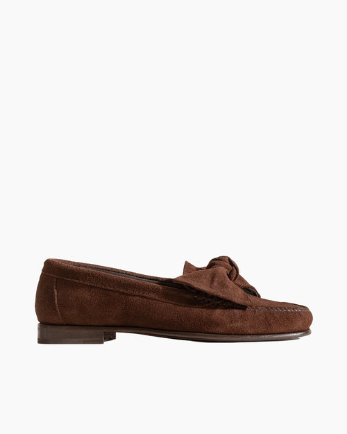 CORBATI SUEDE BOW-DETAIL SLIP-ON LOAFER / DARK BROWN