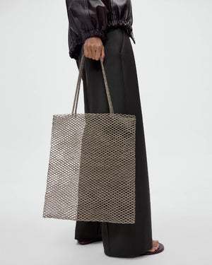 HANDMADE BEADED TOTE BAG / NICKEL