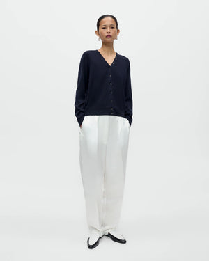 MERINO WOOL BUTTON CARDIGAN / NAVY