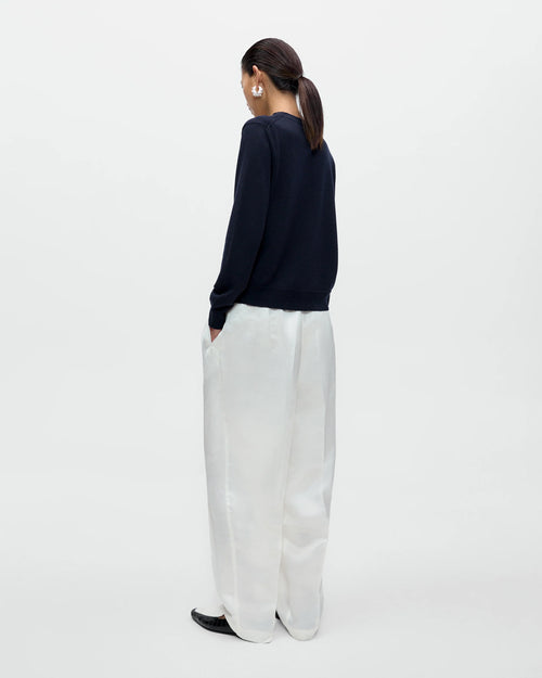 MERINO WOOL BUTTON CARDIGAN / NAVY