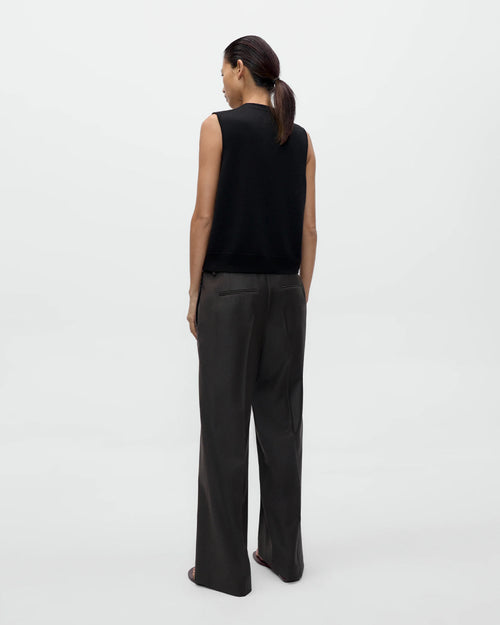 MERINO WOOL BUTTON WAISTCOAT / BLACK