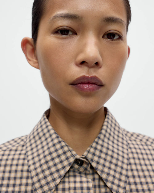 CHECKED BOMBER SHIRT / BLACK/ORANGE