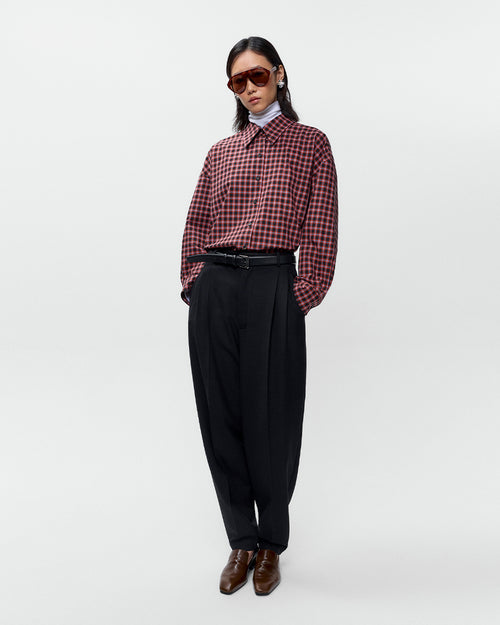CHECKED OVERSIZED SHIRT / ORANGE / BLACK