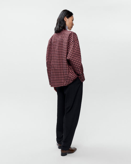CHECKED OVERSIZED SHIRT / ORANGE / BLACK