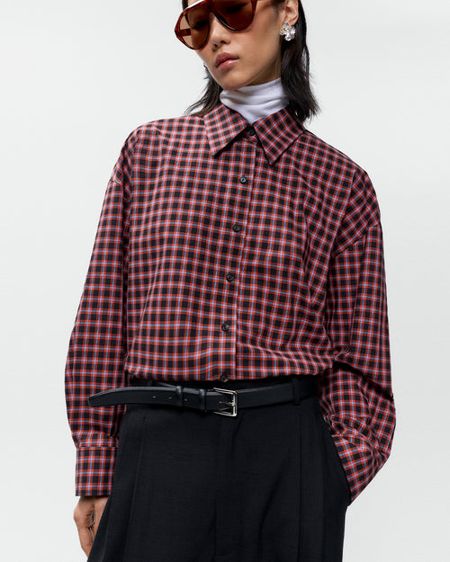 CHECKED OVERSIZED SHIRT / ORANGE / BLACK