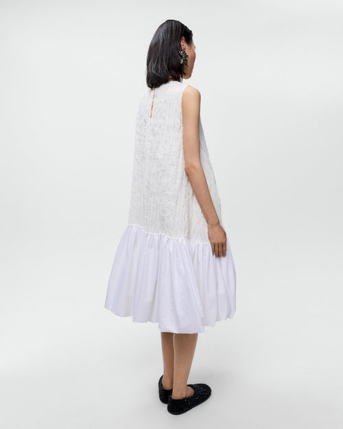 CRINKLED BALLOON DRESS / WHITE