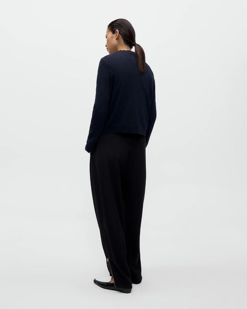 MERINO WOOL EMBELLISHED CARDIGAN / NAVY