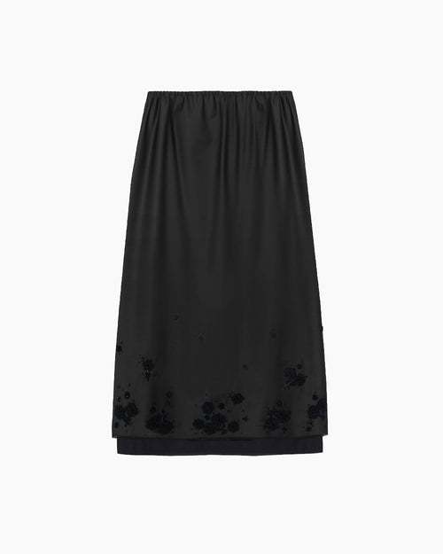 TAILORED EMBELLISHED SKIRT / DARK BROWN