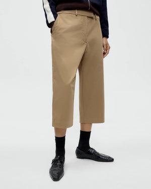 LOW RISE COTTON CAPRI PANTS / CAMEL
