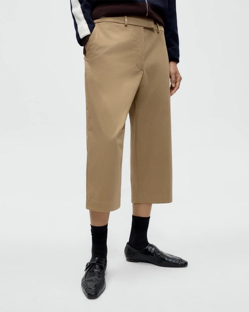 LOW RISE COTTON CAPRI PANTS / CAMEL