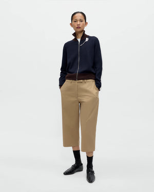 LOW RISE COTTON CAPRI PANTS / CAMEL