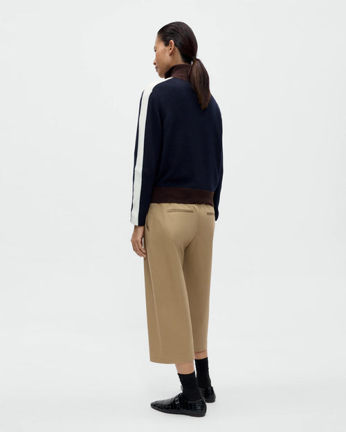 LOW RISE COTTON CAPRI PANTS / CAMEL