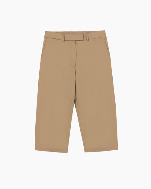 LOW RISE COTTON CAPRI PANTS / CAMEL