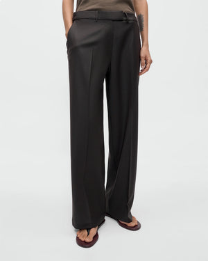 LOW RISE VIRGIN WOOL PANTS / DARK BROWN