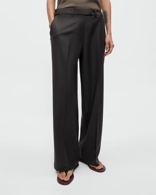 LOW RISE VIRGIN WOOL PANTS / DARK BROWN