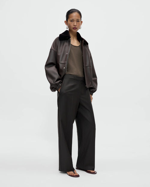 LOW RISE VIRGIN WOOL PANTS / DARK BROWN