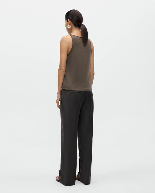 LOW RISE VIRGIN WOOL PANTS / DARK BROWN