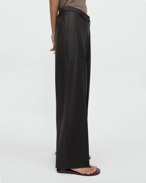 LOW RISE VIRGIN WOOL PANTS / DARK BROWN
