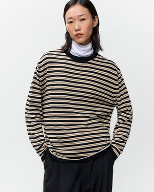 ORGANIC COTTON STRIPED LONG-SLEEVE TEE / BLACK