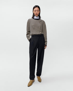 ORGANIC COTTON STRIPED LONG-SLEEVE TEE / BLACK