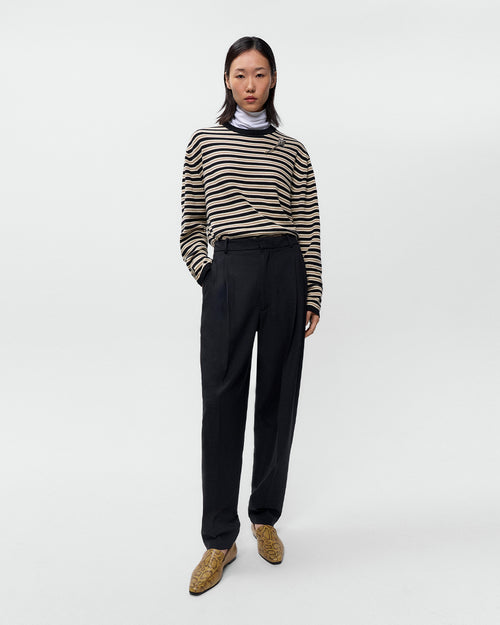 ORGANIC COTTON STRIPED LONG-SLEEVE TEE / BLACK