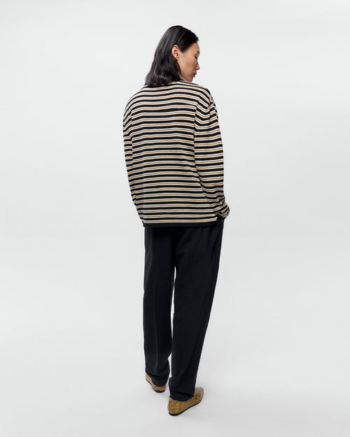 ORGANIC COTTON STRIPED LONG-SLEEVE TEE / BLACK