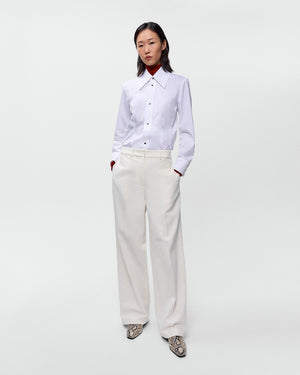 SOFT COTTON STRAIGHT PANTS / WHITE