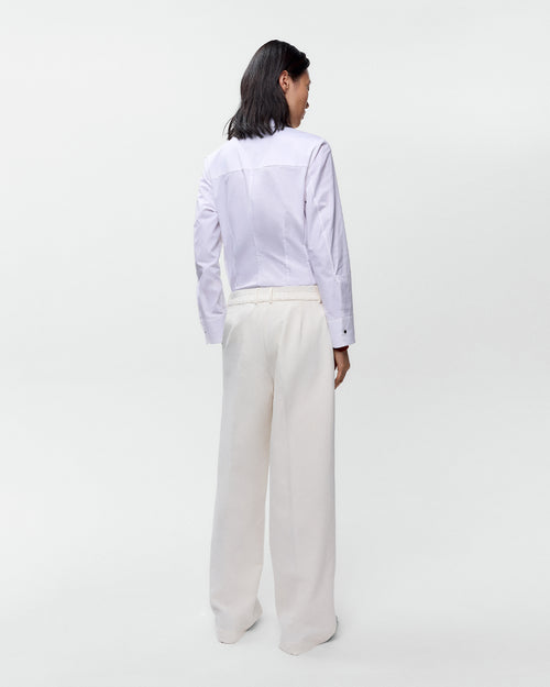 SOFT COTTON STRAIGHT PANTS / WHITE