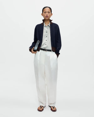 MERINO WOOL SPORTY CARDIGAN / NAVY