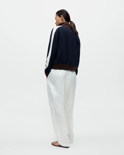MERINO WOOL SPORTY CARDIGAN / NAVY